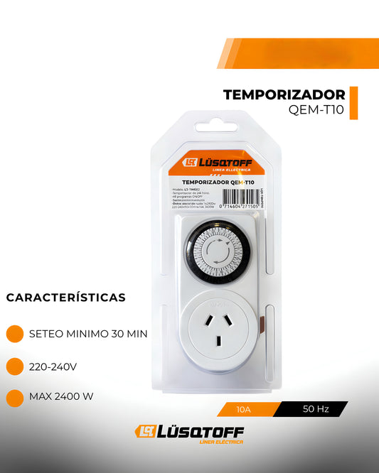 TEMPORIZADOR 24HS 48 PROGRAMAS DE ENCENDIDO Y APAGADO - LUSQTOFF