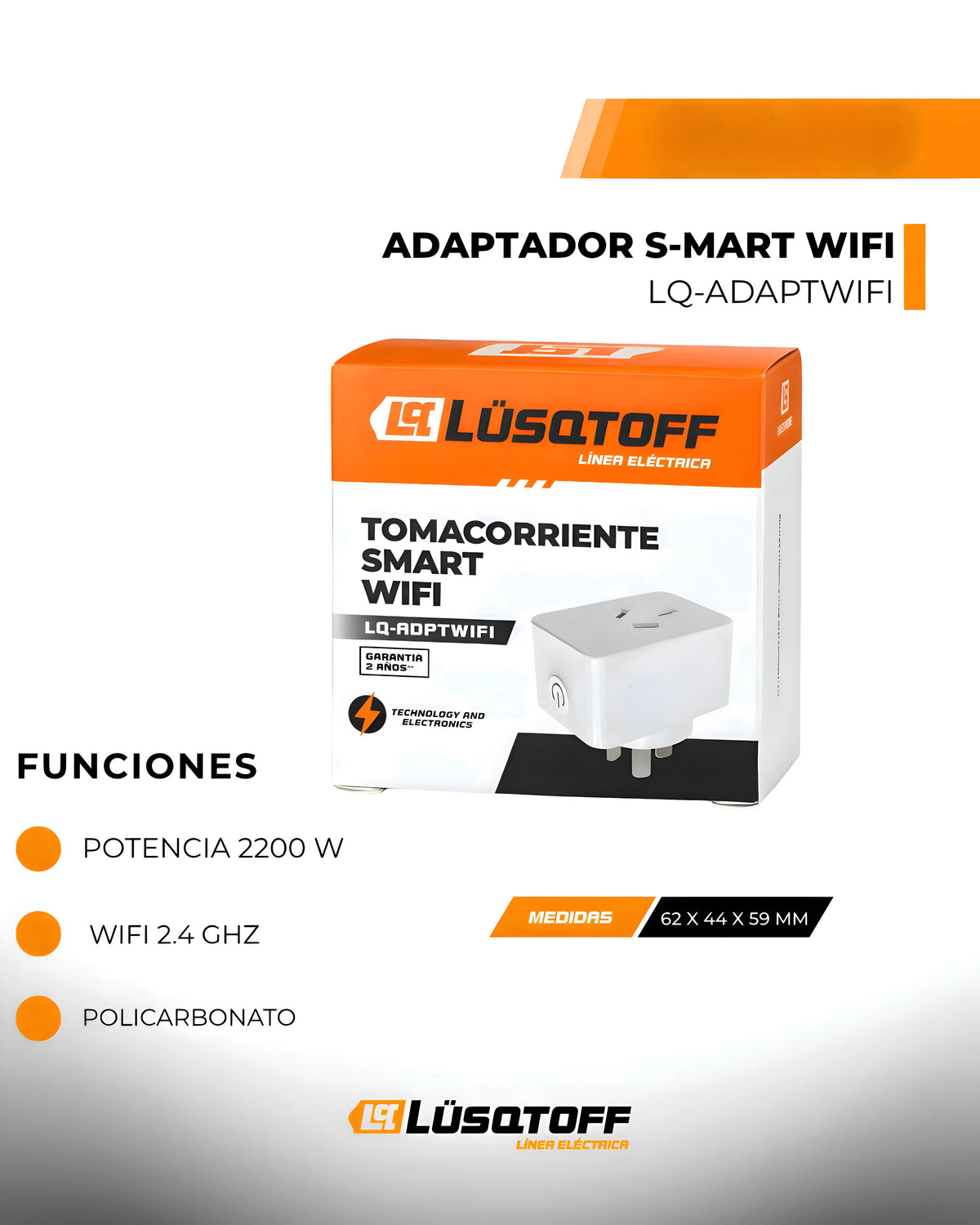 TOMACORRIENTE ADAPTADOR SMART WIFI - LUSQTOFF