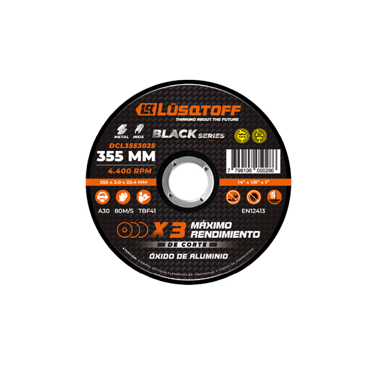 DISCO DE CORTE PARA SENSITIVA 355 * 30 * 25,4 MM APTO CM-14/CM-14B - LUSQTOFF