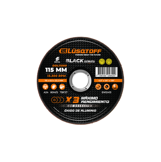 DISCO DE DESBASTE PARA METAL 115 * 6.0 * 22 MM - LUSQTOFF
