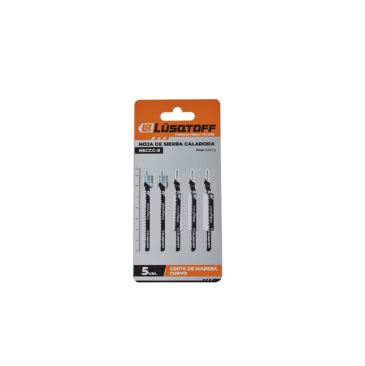 HOJA DE SIERRA CALADORA X PACK DE 5 UNIDADES CORTE DE MADERA PARA CORTES CURVOS - LUSQTOFF