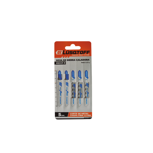 HOJA DE SIERRA CALADORA X PACK DE 5 UNIDADES CORTE DE METAL CHAPA FINA HASTA 1,3MM - LUSQTOFF