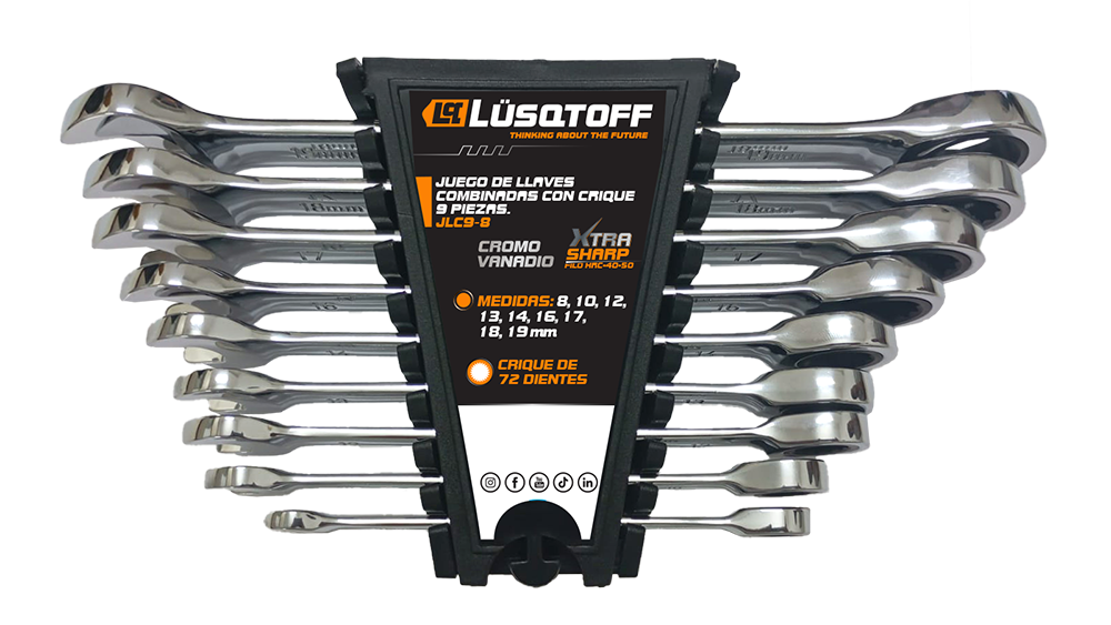 JUEGO DE LLAVES COMBINADAS CON CRIQUE – 9 PZAS - LUSQTOFF