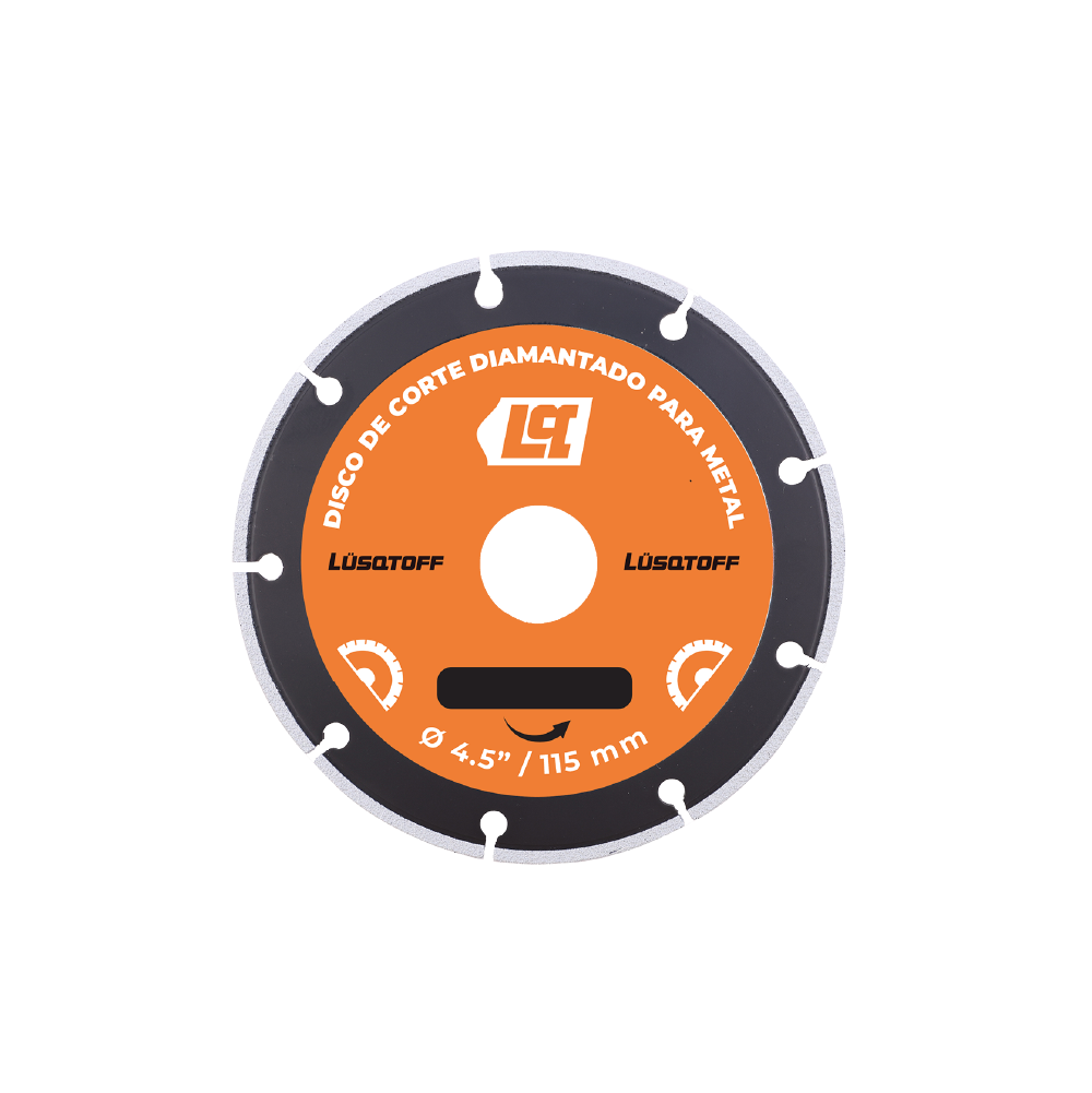 DISCO DE CORTE DIAMANTADO PARA METAL 115MM APTO: HIERRO, ACERO INOXIDABLE, PVC, COBRE, BRONCE - LUSQTOFF