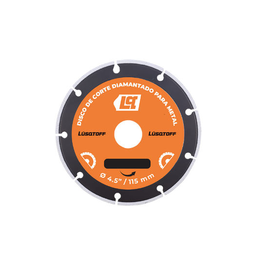 DISCO DE CORTE DIAMANTADO PARA METAL 115MM APTO: HIERRO, ACERO INOXIDABLE, PVC, COBRE, BRONCE - LUSQTOFF