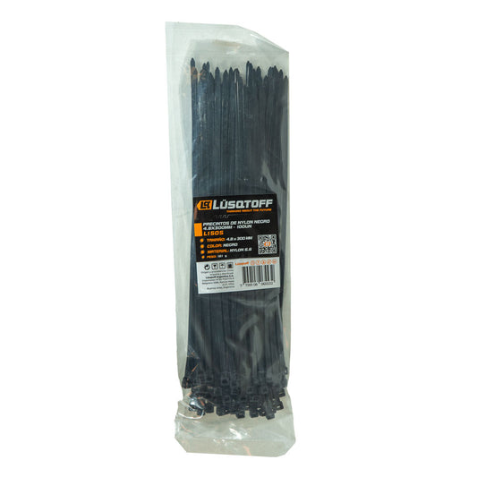 PRECINTOS DE NYLON NEGRO 4,8X300MM - 100 UN - LUSQTOFF