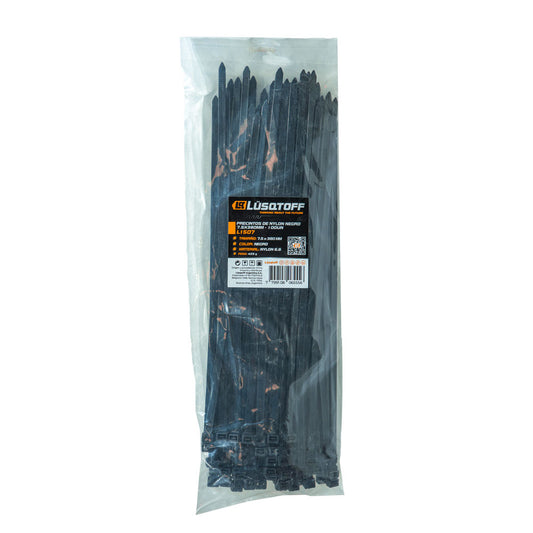 PRECINTOS DE NYLON NEGRO 7,5X380MM - 100 UN - LUSQTOFF