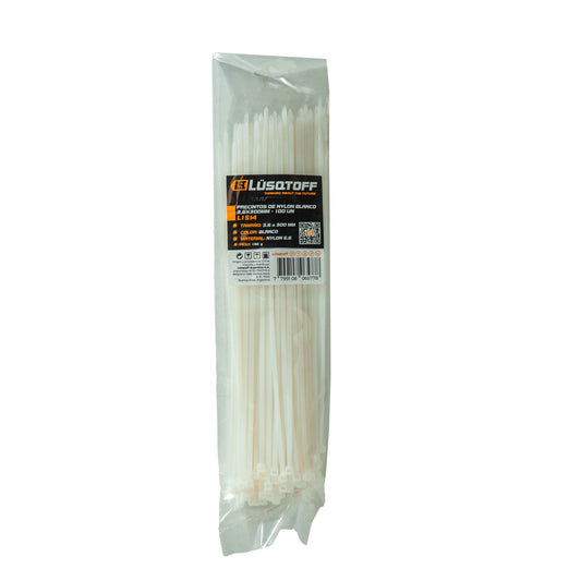 PRECINTOS DE NYLON BLANCO 3,6X300MM - 100 UN - LUSQTOFF