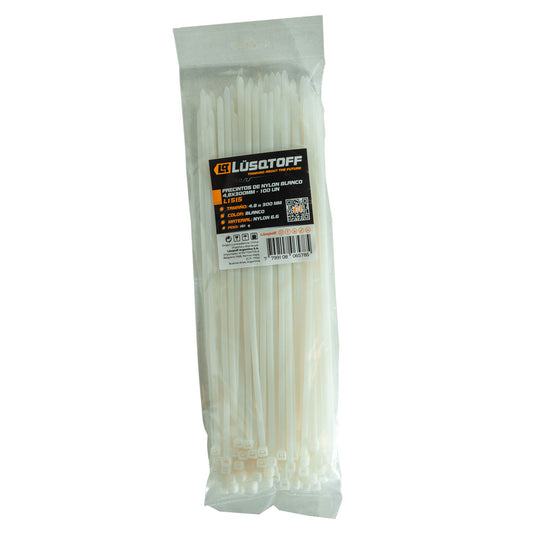 PRECINTOS DE NYLON BLANCO 4,8X300MM - 100 UN - LUSQTOFF
