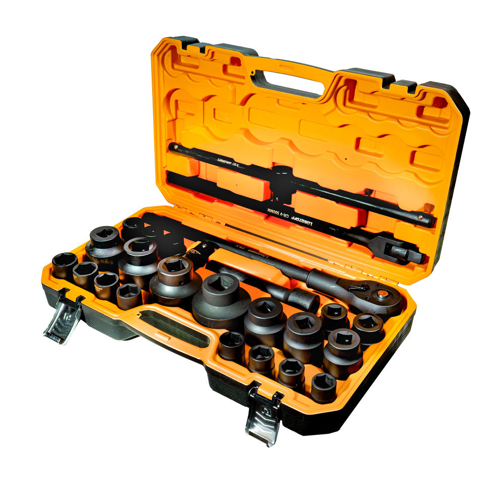 JUEGO DE BOCALLAVES Y ACCESORIOS - 26 PZAS ENCASTRE 3/4 - 1" - LUSQTOFF